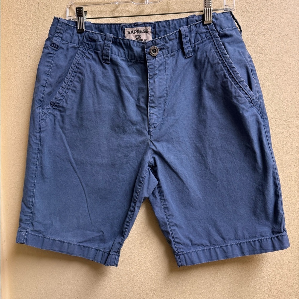 Express Men’s Chino Shorts Blue Size 31 Classic Fit 100% Cotton Summer Casual